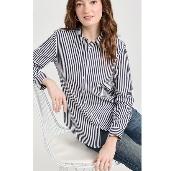 Nili Lotan Kate Shirt Black White Stripes Size Small - Picture 1 of 3